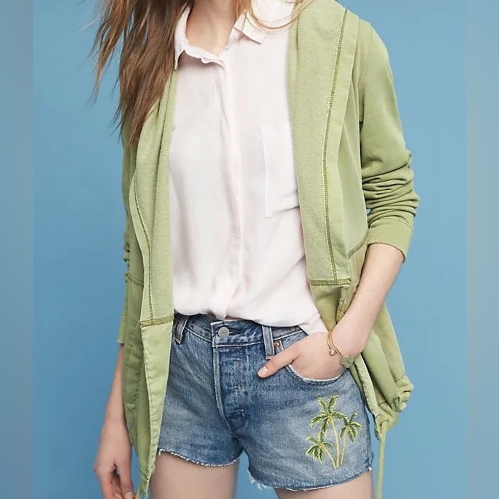 Anthropologie Postmark green anorak jacket cardigan style hooded small